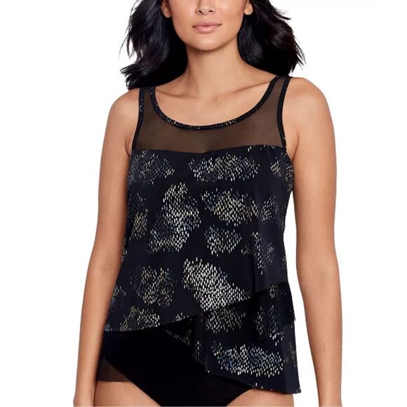 Miraclesuit NWT Iridium Mirage Tankini Top Black/Multi Size 10 - Picture 2 of 6